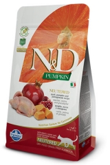 N&D Grain Free Cat Pumpkin Quail & Pomegranate Neutered 1,5 Kg Беззерновой Для Стерилизованных Кошек и Кастрированных Котов Перепел С Гранатом и Тыквой Farmina